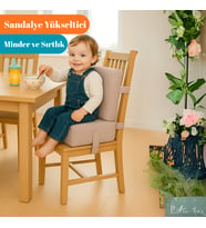 Yatella Bebekler ve Çocuklar İçin Sandalye Yükseltici Mama Sandalyesi Minderi Bej