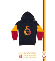 Galatasaray Orijinal Lisanslı Logo Siyah Kapüşonlu Sweat
