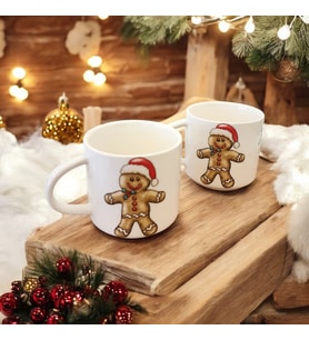 Gingerbread Man kurabiye adam porselen mini kupa 2'li takım
