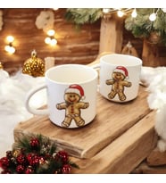 Gingerbread Man kurabiye adam porselen mini kupa 2'li takım