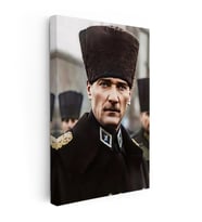 Kanvas Tablo Atatürk Resmi Üniforma Kalpaklı Bakış Atatürk Tablosu Ev Ofis Duvar Dekoru