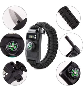 Northcity Paracord Dijital Saat Düdük Hayatta Kalma Kamp Bilekliği – Taktik SOS LED & Pusula