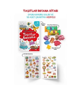 Taşıtlar Boyama Kitabı - Oyun Hamuru, Oyuncak ve Çıkartma Hediyeli