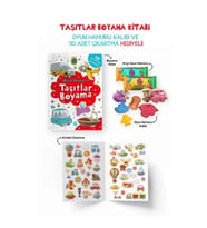 Taşıtlar Boyama Kitabı - Oyun Hamuru, Oyuncak ve Çıkartma Hediyeli