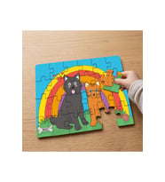Sevimli Kedicikler Tasarımlı 24 Parça Ahşap Çocuk Puzzle