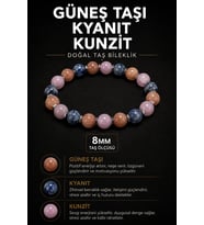 Güneş Taşı Kyanit Kunzit Doğal Taş Bileklik 8 mm Osmanlı Doğal Taş