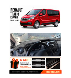 RENAULT TRAFIC KAPAKLI (2015-2022) Uyumlu Torpido Örtüsü Torpido Kılıfı - Siyah