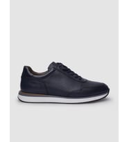 %100 Hakiki Deri Lacivert Bağcıklı Erkek Sneaker