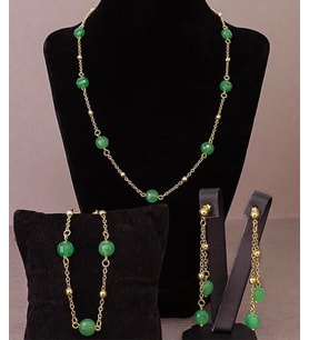 Yeşil akik kolye bileklik set