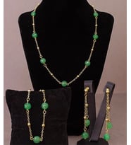 Yeşil akik kolye bileklik set