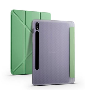 Galaxy Tab S7 Plus T970 Kılıf Kalem Bölmeli Standlı Smart Cover (Kırmızı)