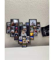 Kişiye Özel 32 Fotoğraflı Ahşap Kalp Tablo  Fotoğraflı Anı Çerçevesi