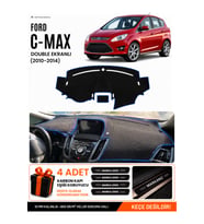 FORD C-MAX (2010-2014) DOUBLE EKRAN Uyumlu Torpido Örtüsü Torpido Kılıfı - Siyah Mavi