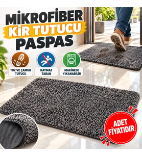 Mey İthalat® Çamaşır Makinesinde Yıkanabilir Kir Toz Emici Mikrofiberli Paspas