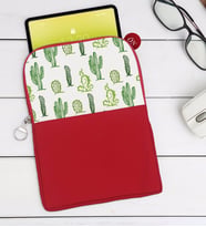 BK Gift Kaktüs Tasarımlı Taşınabilir Koruyucu Tablet Kılıfı & Organizer Çanta - Kırmızı-3