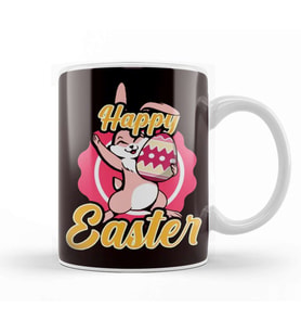 Happy Easter Eggs Hunter Spring Bunny Rabbit Egg Hunting Kupa Bardak Porselen