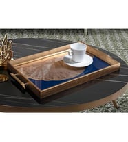 TABLOLIFE Dekoratif Sunum Tepsisi Gold Lacivert (Karışık)