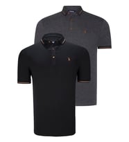 İKİLİ SET T8586 DEWBERRY ERKEK T-SHIRT-SİYAH-ANTRASİT