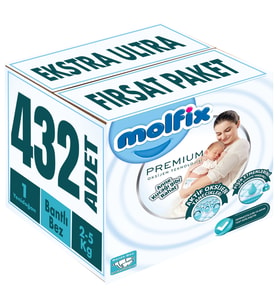 Molfix Premium Bebek Bezi Beden:1 (2-5KG) Yeni Doğan 432 Adet Ekstra Ultra Fırsat Pk