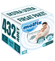 Molfix Premium Bebek Bezi Beden:1 (2-5KG) Yeni Doğan 432 Adet Ekstra Ultra Fırsat Pk