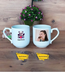 Sevimli Panda Kupa Bardak Oval Fotoğraflı Doğum Günü Hediyesi