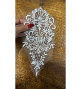 BONCUK PUL PAYET İŞLEME BEYAZ GÜPÜR APLİKE 23X10 CM