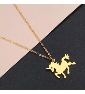 Altın Kaplama Unicorn Gümüş Kolye