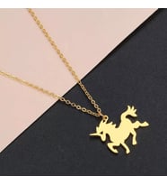 Altın Kaplama Unicorn Gümüş Kolye