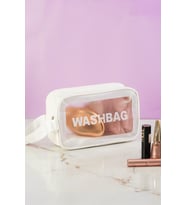 Porsima 3140-1 Şeffaf - Beyaz Seyahat ve Makyaj Çantası Su Geçirmez Organizer Washbag 21x13cm