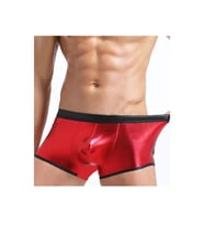 Fantezi Deri Görünümlü Kırmızı Erkek Boxer Tanga