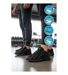 Walkway 1505 Ruth Hafızalı Taban Hafif Esnek Siyah Beyaz Unisex Spor Ayakkabı