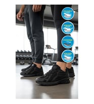 Walkway 1505 Ruth Hafızalı Taban Hafif Esnek Siyah Beyaz Unisex Spor Ayakkabı