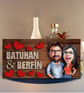 BK Gift Kişiye Özel Sevgililer Karikatürlü Kabartma Figürlü Ahşap Tablo, Duvar Dekoru,Sevgiliye Hediye,Ev Dekorasyonu,Sevgililer Günü Hediyesi-3