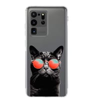 PrintiFy Samsung Galaxy S20 Ultra ile Uyumlu 1mm Slim Fit Kedi 3 050d Baskılı Şeffaf  Kılıf