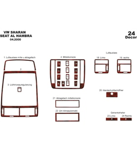 Meriç® Volkswagen Sharan Ön Torpido Kaplama Maun 24 Parça 2000-2009 (Maun)