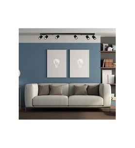 Mylights Siyah 6’lı Spot Avize GU10 Led Ampul 120 cm Metal LedSpot Tavan Aydınlatma Hareketli Başlık