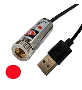 Usb Kablolu 5mW 650nm Nokta Lazer Modül 1 Metre Kablo Lens ile Odak Ayarlı 12mm Çap İşaretle