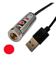 Usb Kablolu 5mW 650nm Nokta Lazer Modül 1 Metre Kablo Lens ile Odak Ayarlı 12mm Çap İşaretle