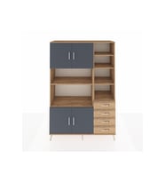 Hyperion Dolap 9 Raflı 4 Çekmeceli 4 Kapaklı 132x44x195 Çam-Antrasit/Çam