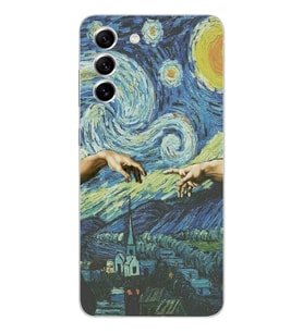 Samsung Galaxy S22 Uyumlu Sanatsal Vintage Desenli Şeffaf Telefon Kılıfı