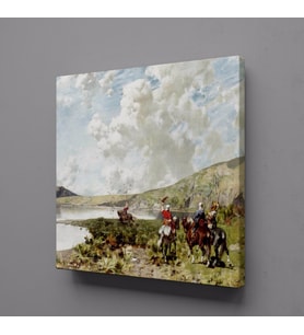ATLAR VE İNSANLAR KANVAS TABLO 60x60cm (Karışık)