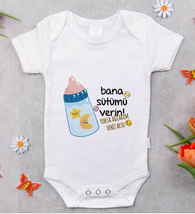 BK Kids İsimli Bana Sütümü Verin Tasarımlı Bebek Body Zıbın - Model 1