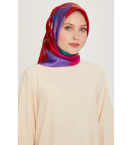 DJ SAF İPEK EŞARP 9241D (S) ( SURA) (Mavi-Kırmızı)