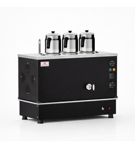 Anka Pro Kompakt Full Otomatik Çay Makinası 3 Demlikli 30 Litre Siyah Elektrikli Tüplü