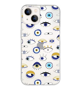 PrintiFy Apple  iPhone 13 Mini ile Uyumlu 1mm Slim Fit Nazar Boncuğu 2 Baskılı Şeffaf  Kılıf