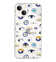 PrintiFy Apple  iPhone 13 Mini ile Uyumlu 1mm Slim Fit Nazar Boncuğu 2 Baskılı Şeffaf  Kılıf