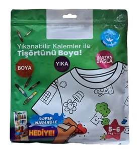 Kalem Hediyeli Boyanabilir Tişört 5-6 Yaş