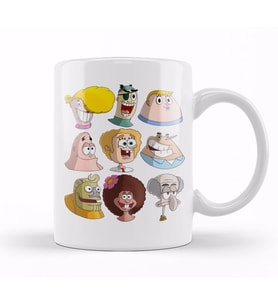 Cartoon Kids Human Spongebob Characters Süngerbob Kupa Bardak Porselen