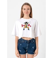 Dragon Ball Z Anime Angry Goku Beyaz Kadın Crop Tshirt