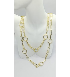 Çoklu Halka Detaylı Gold İkili Zincir Kolye Seti (40+5 cm)